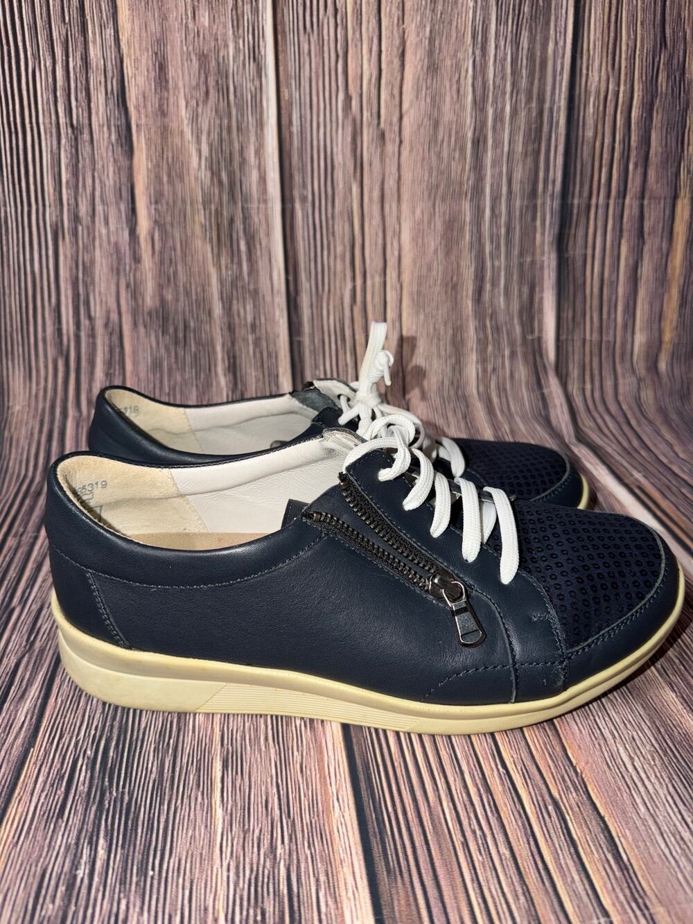 Berkemann Inke Women’s Navy Leather Stretch Comfort Sneakers US 7.5